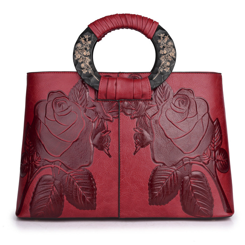 Women's Ancient Camel Chinese Style Three-dimensional Embossed Handbags