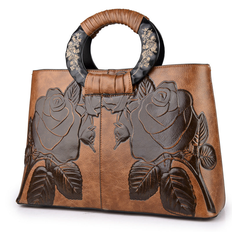 Women's Ancient Camel Chinese Style Three-dimensional Embossed Handbags
