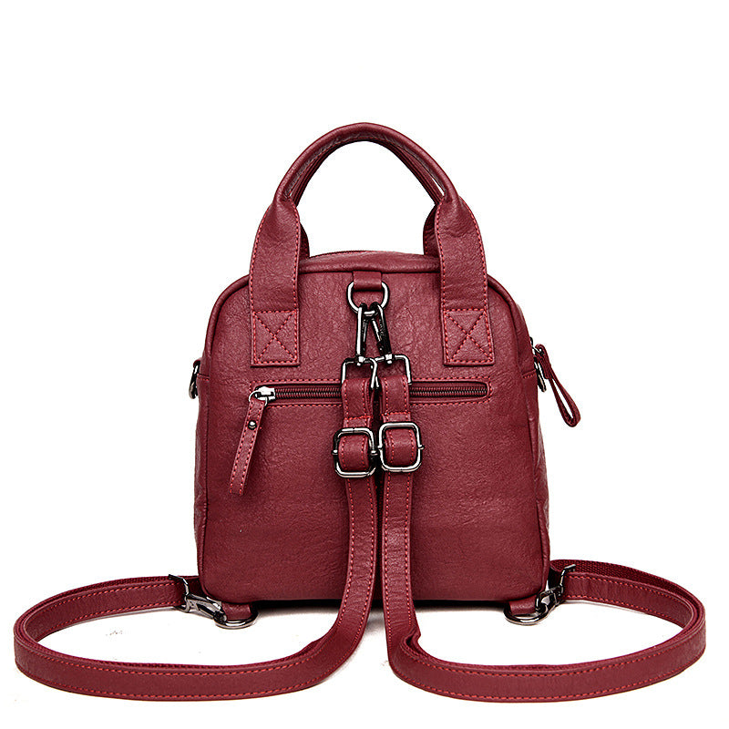 Women's Soft Leather Multipurpose Large Capacity Double Shoulder Bags