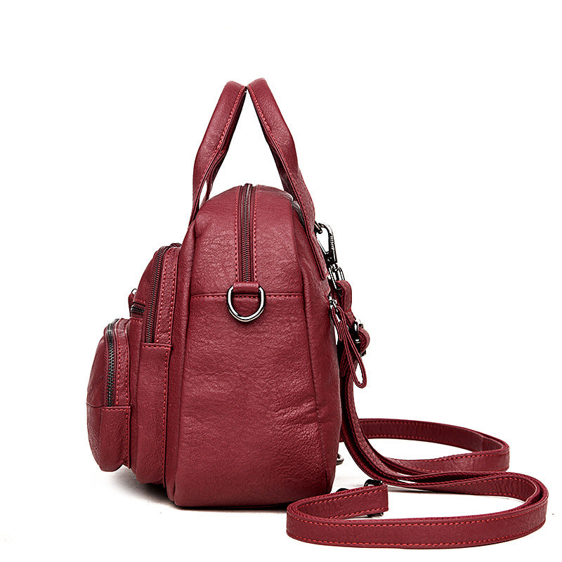 Women's Soft Leather Multipurpose Large Capacity Double Shoulder Bags