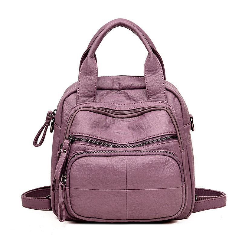 Women's Soft Leather Multipurpose Large Capacity Double Shoulder Bags