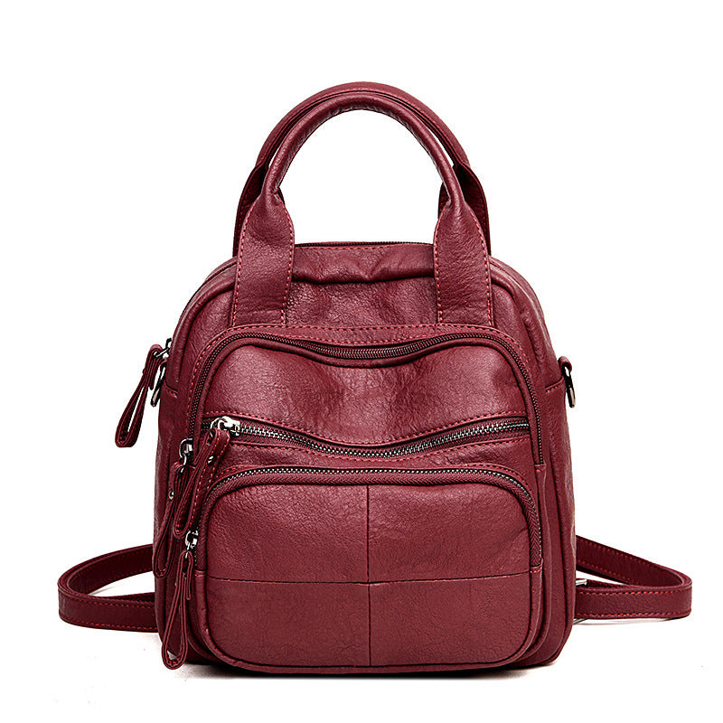 Women's Soft Leather Multipurpose Large Capacity Double Shoulder Bags