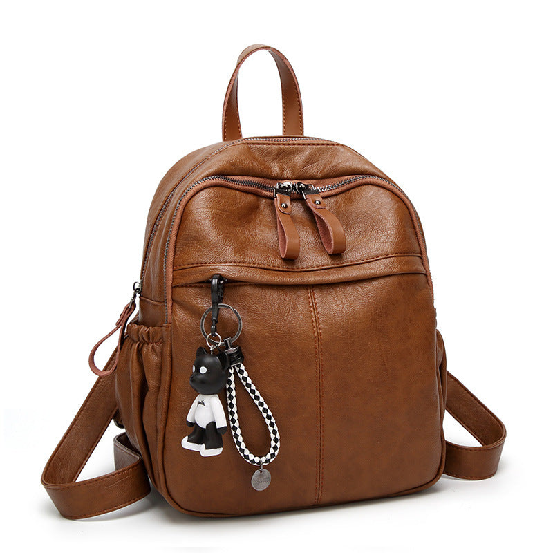 Women's Korean Fashionable Lady Soft Leather Large Backpacks