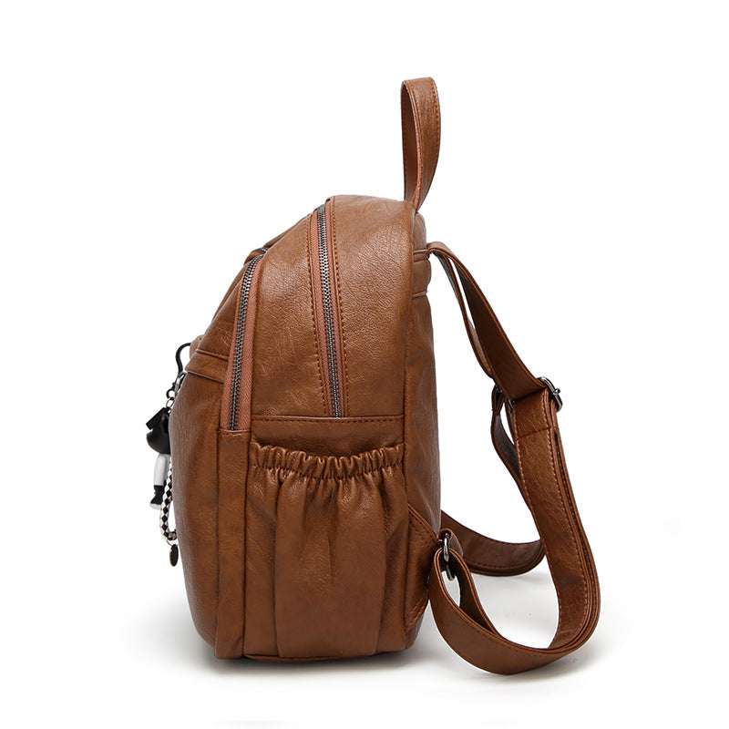 Women's Korean Fashionable Lady Soft Leather Large Backpacks