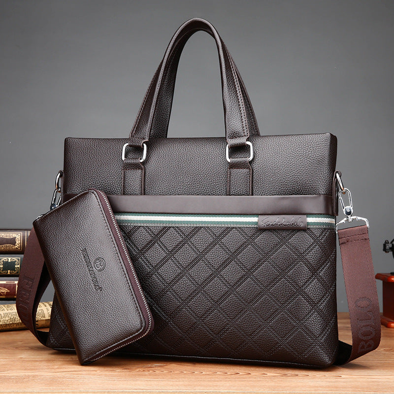 Men's Diamond Fashion Horizontal Business Computer Men's Handbags