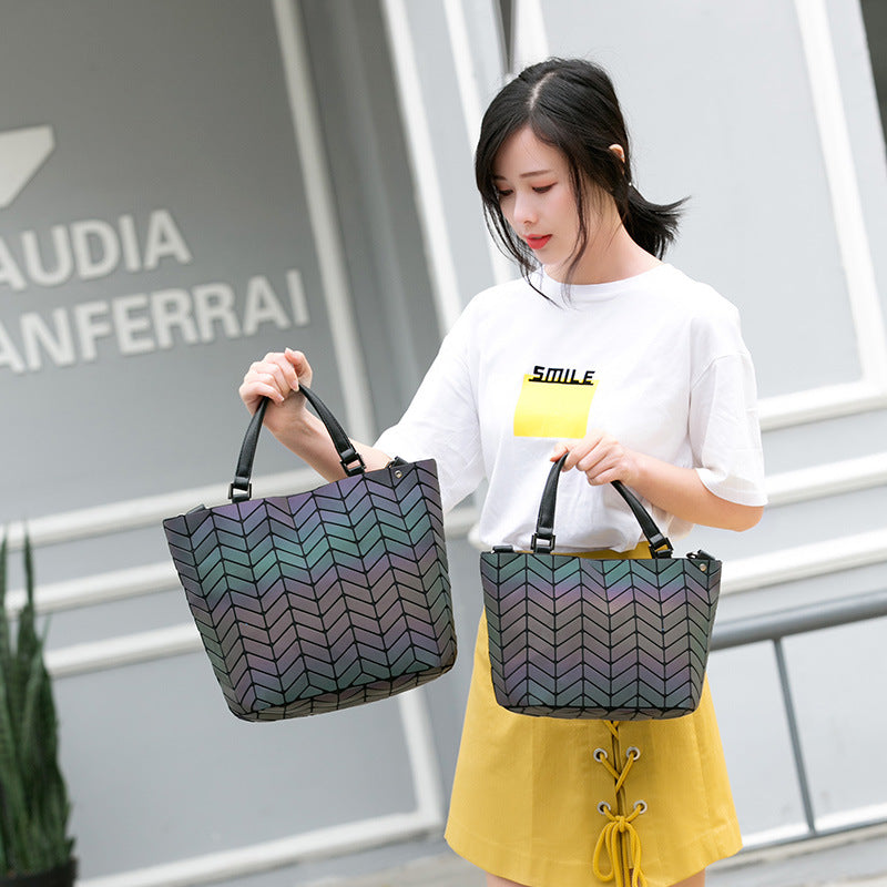 Women's Pattern Luminous Geometric Rhombus Spring Portable Handbags