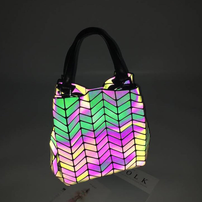 Women's Pattern Luminous Geometric Rhombus Spring Portable Handbags