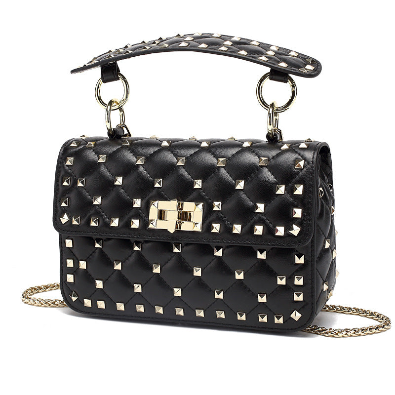 Women's Genuine Leather Rivet Sheepskin Elegant Crossbody Bags