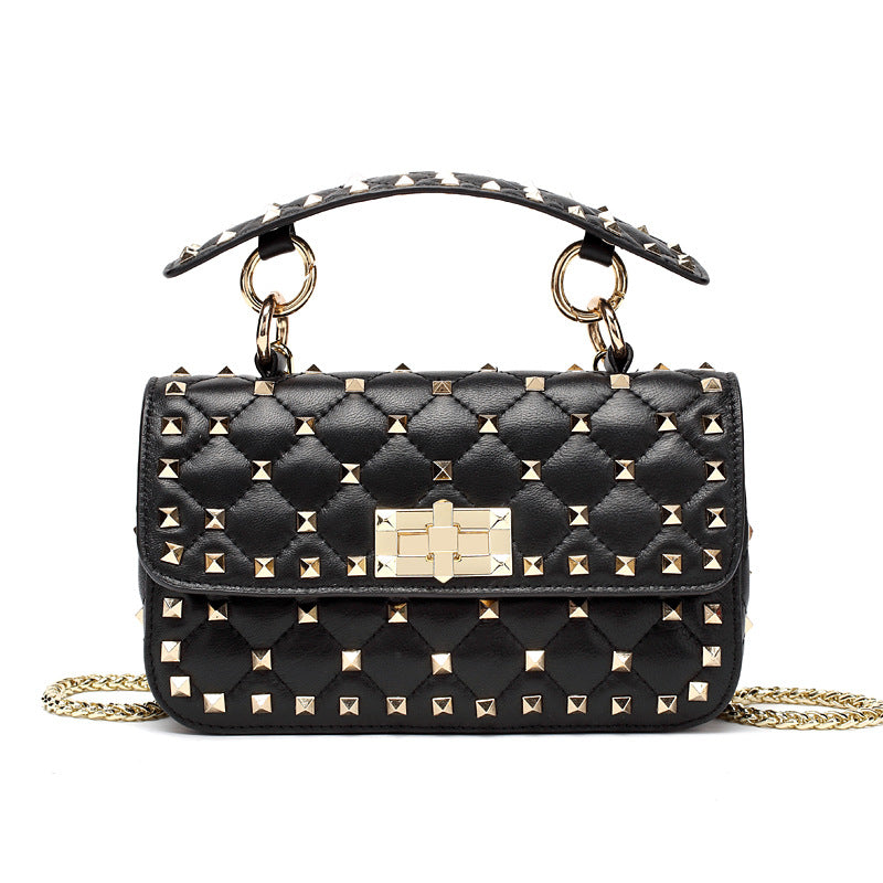 Women's Genuine Leather Rivet Sheepskin Elegant Crossbody Bags
