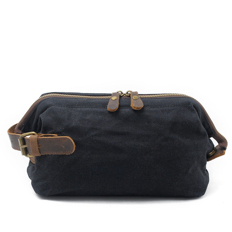 Men's Fashion Oil Wax Canvas Clutch Storage Retro Men's Handbags