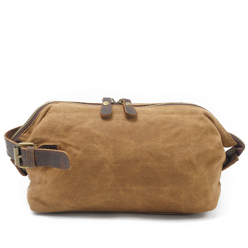 Men's Fashion Oil Wax Canvas Clutch Storage Retro Men's Handbags