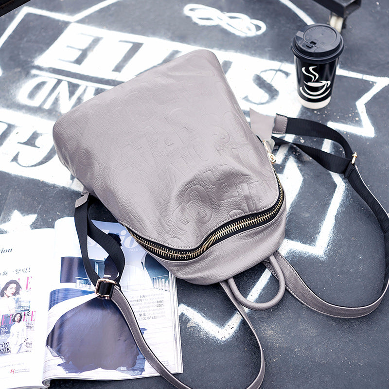 Women's Street Trend Leather Letter Embossed Backpacks
