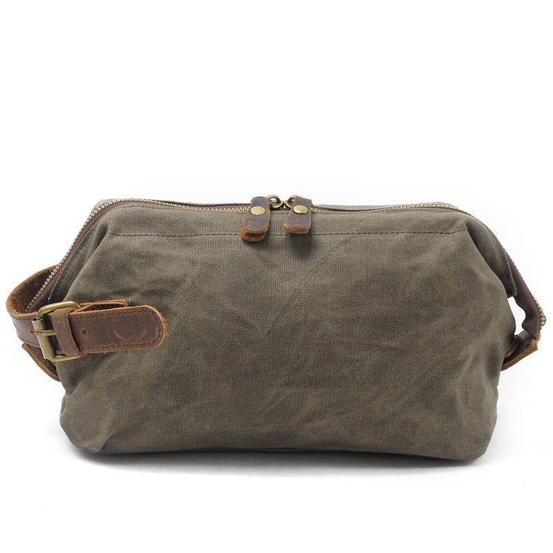 Men's Fashion Oil Wax Canvas Clutch Storage Retro Men's Handbags