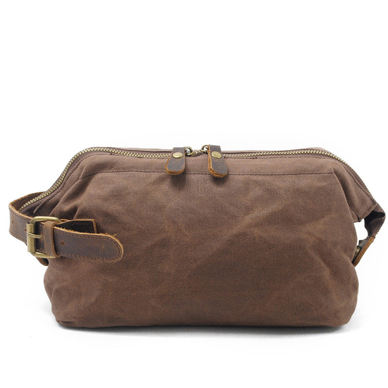 Men's Fashion Oil Wax Canvas Clutch Storage Retro Men's Handbags