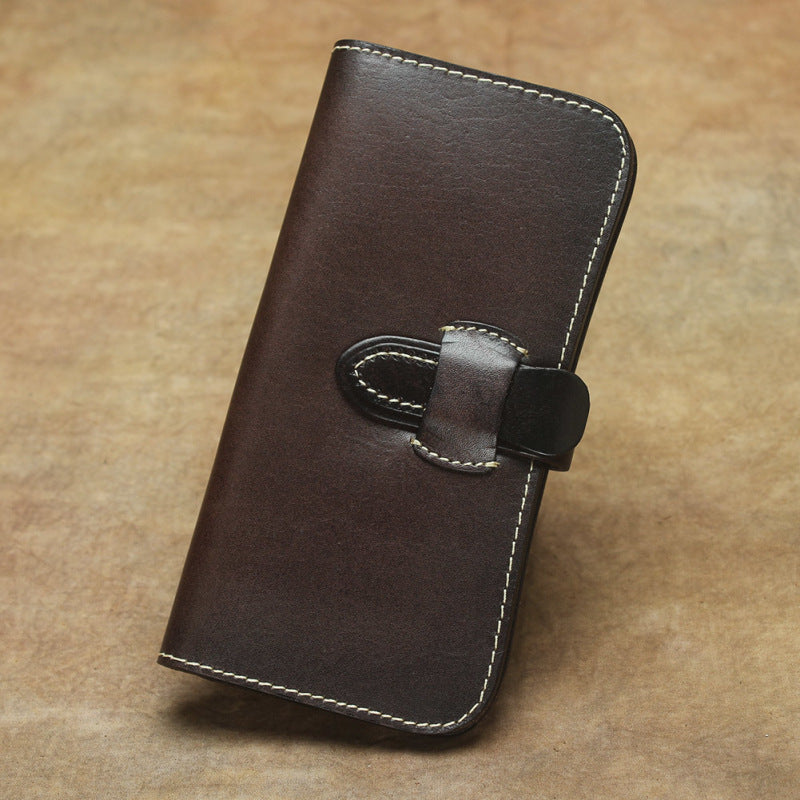 Men's Personality Simple Drawstring Long Cowhide Handmade Ladies Wallets