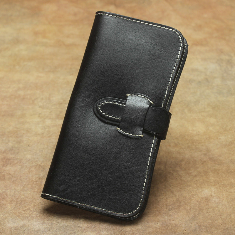 Men's Personality Simple Drawstring Long Cowhide Handmade Ladies Wallets