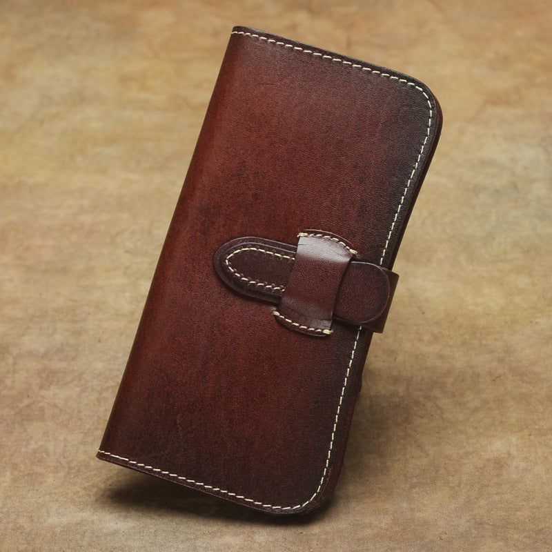 Men's Personality Simple Drawstring Long Cowhide Handmade Ladies Wallets