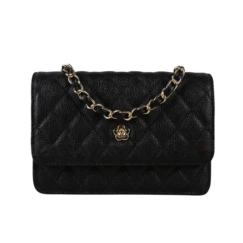 Women's Ball Pattern Diamond Chain Genuine Leather Shoulder Bags