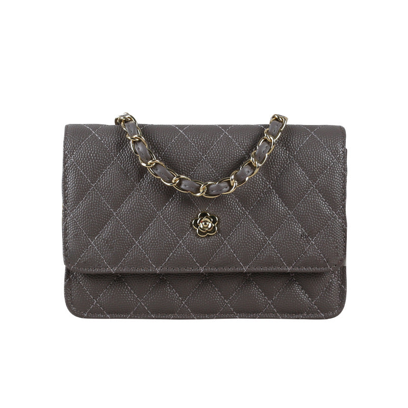 Women's Ball Pattern Diamond Chain Genuine Leather Shoulder Bags