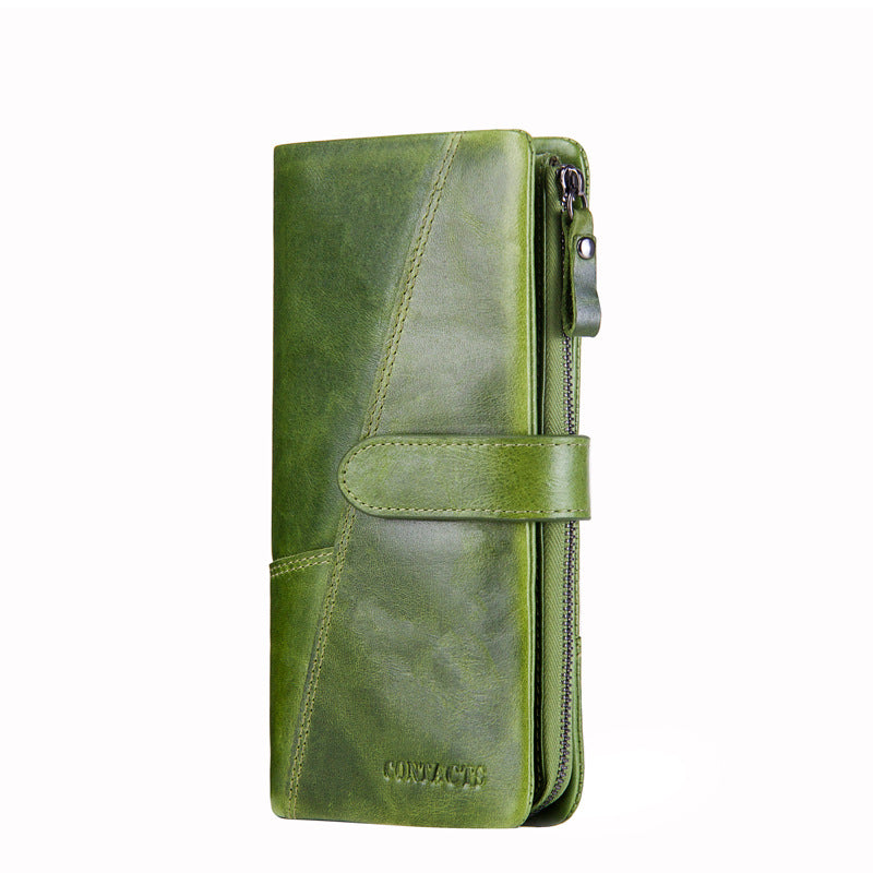 Men's Black Angel Fashion Long Patchwork Cowhide Men's Wallets