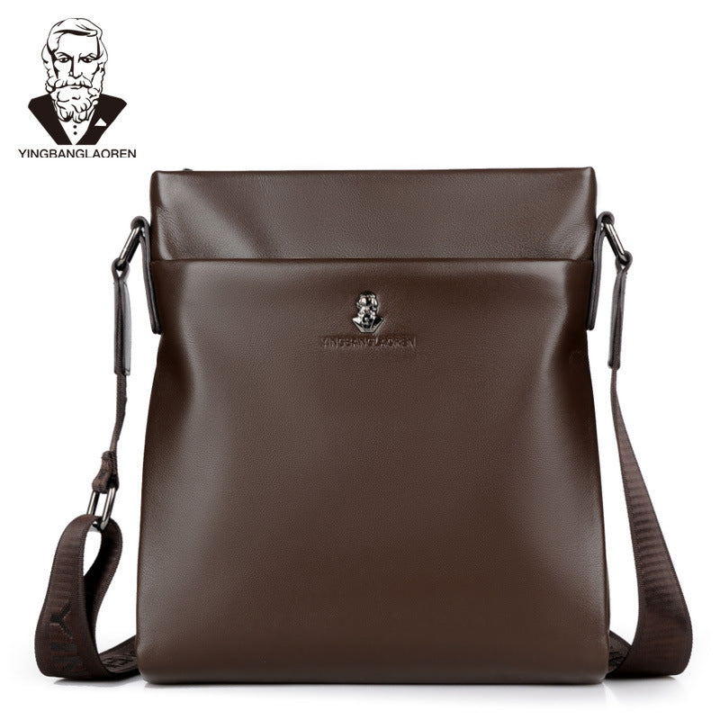 Men's Old Green Business Soft Leather Genuine Men's Handbags