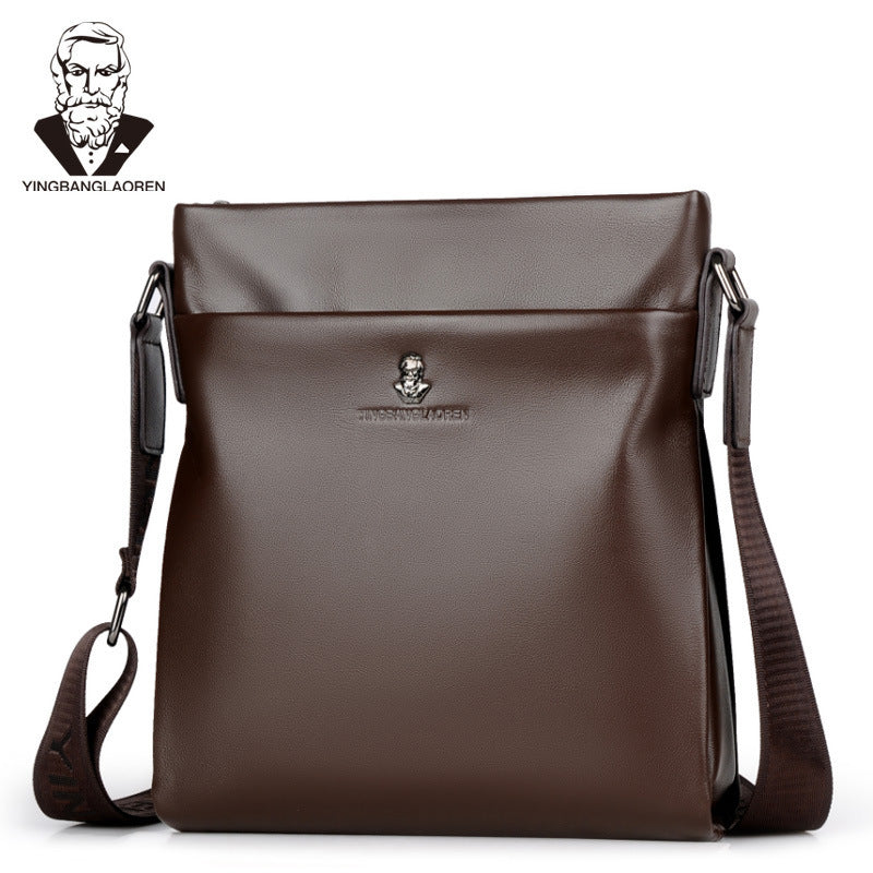 Men's Old Green Business Soft Leather Genuine Men's Handbags