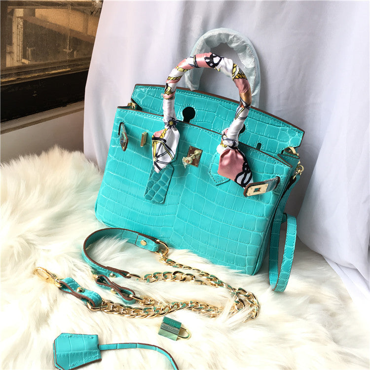 Platinum Macaron Series Crocodile Pattern Portable Shoulder Bags