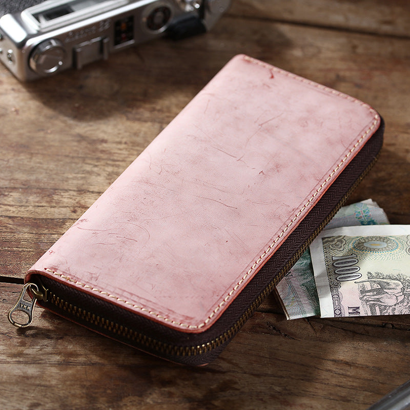 Men's First Layer Vegetable Tanned Hard Business Long Men's Wallets