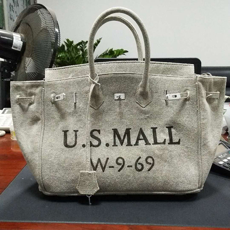 Women's Trend Creative Personalized Art Army Green Old Bags