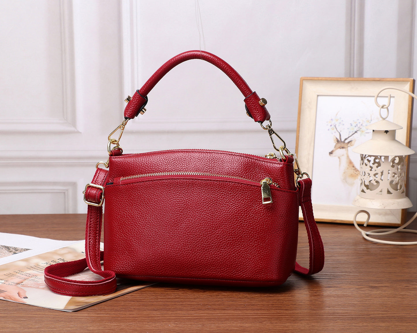 Women's Triple Zipper Portable Dumpling Practical Classic Crossbody Bags