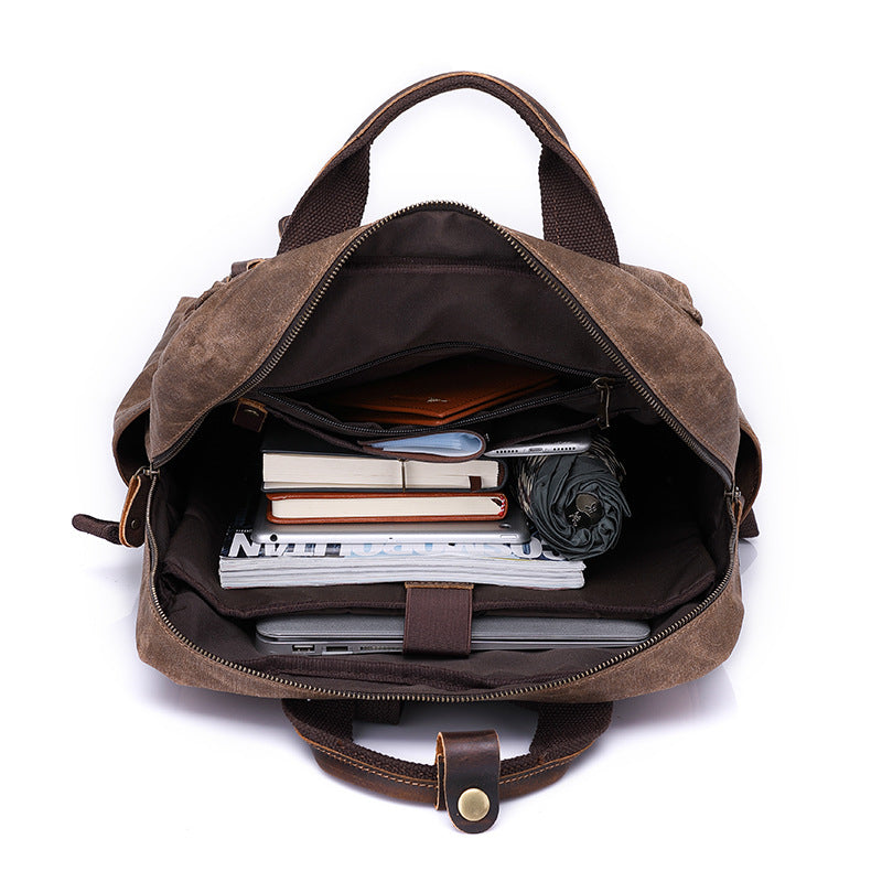 Men's Oil Wax Canvas Vintage Large Capacity Backpacks