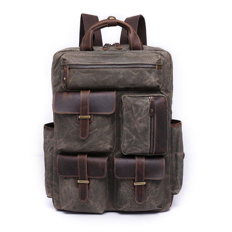 Men's Oil Wax Canvas Vintage Large Capacity Backpacks
