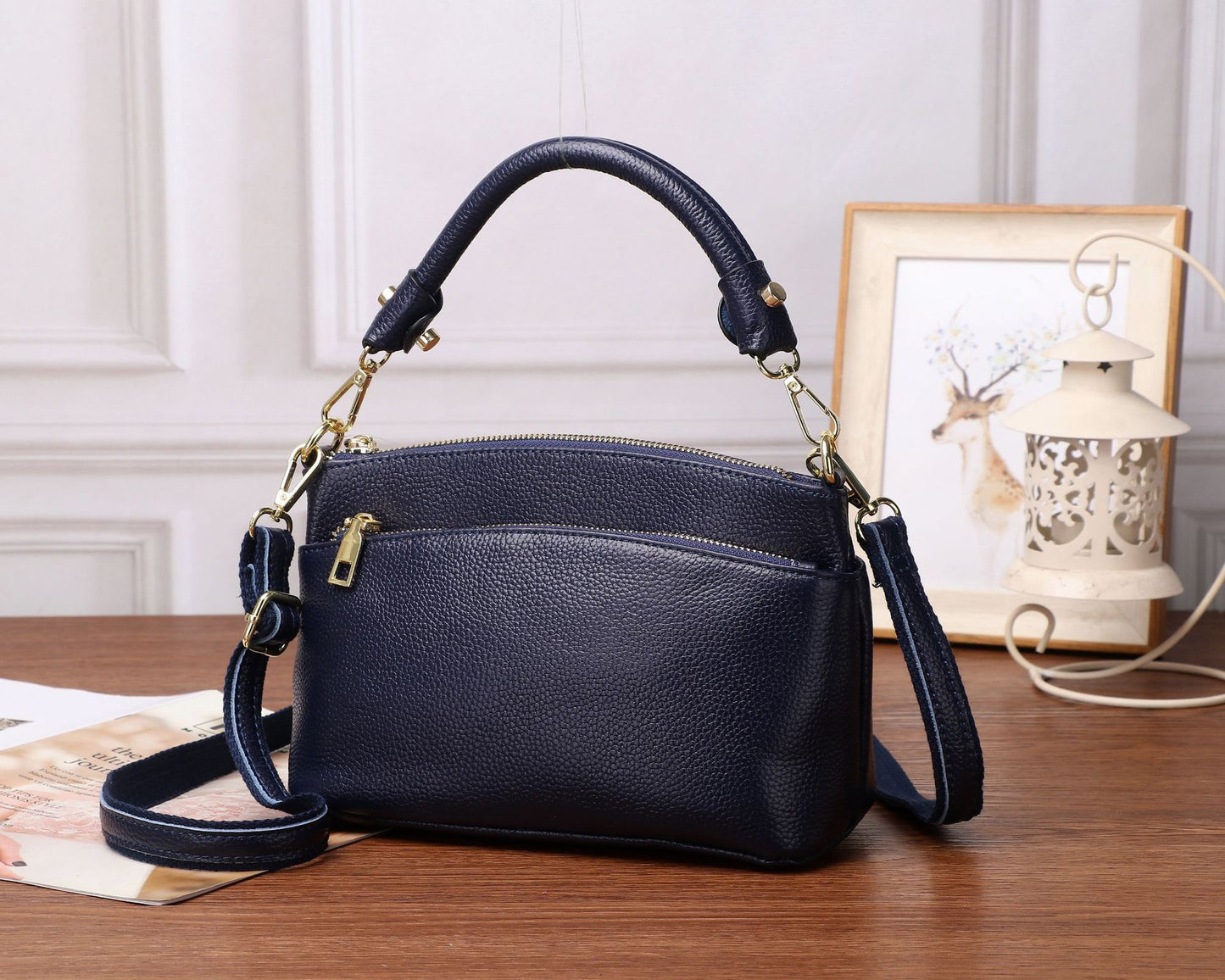 Women's Triple Zipper Portable Dumpling Practical Classic Crossbody Bags