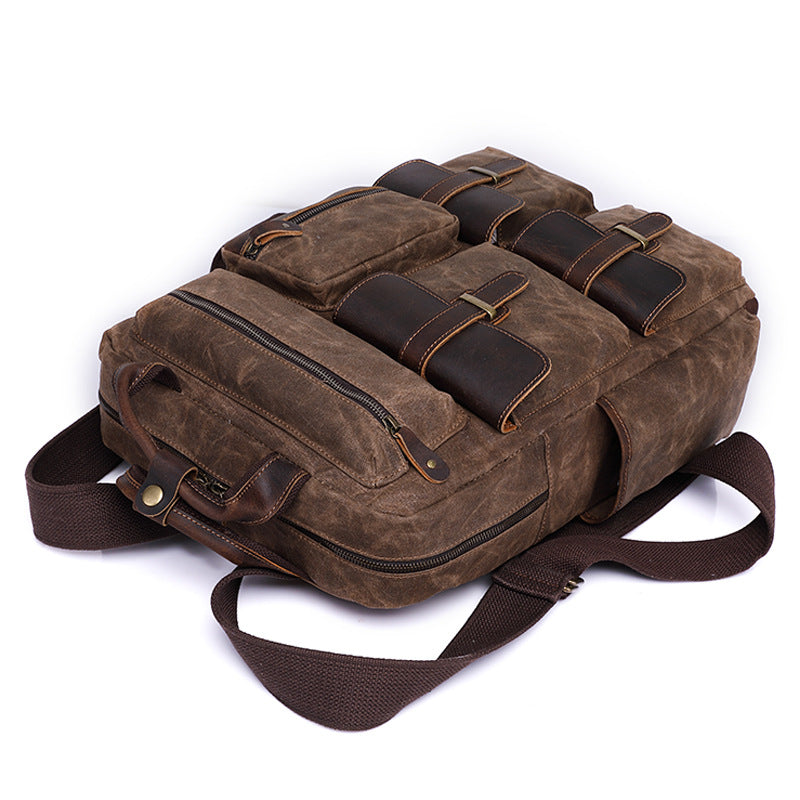 Men's Oil Wax Canvas Vintage Large Capacity Backpacks