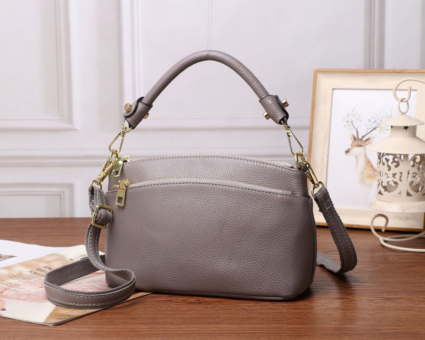 Women's Triple Zipper Portable Dumpling Practical Classic Crossbody Bags
