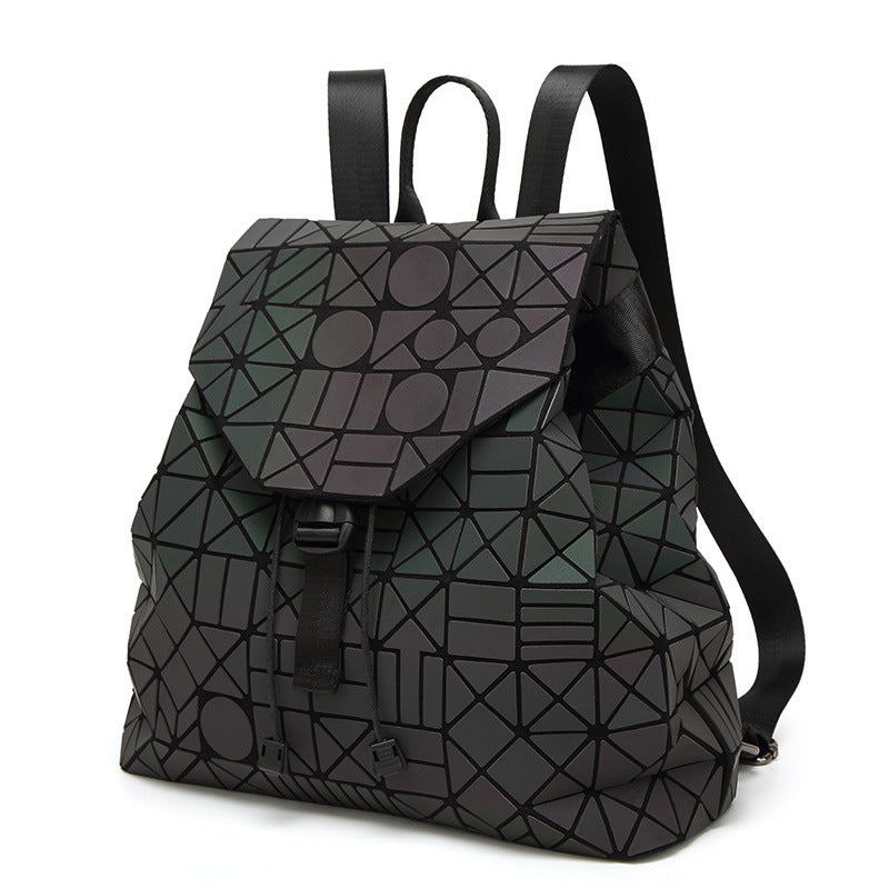 Women's Laser Geometric Rhombus Colorful Fashion Folding Backpacks