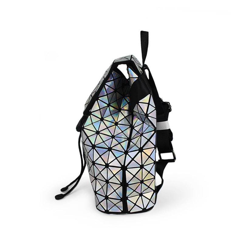 Women's Laser Geometric Rhombus Colorful Fashion Folding Backpacks