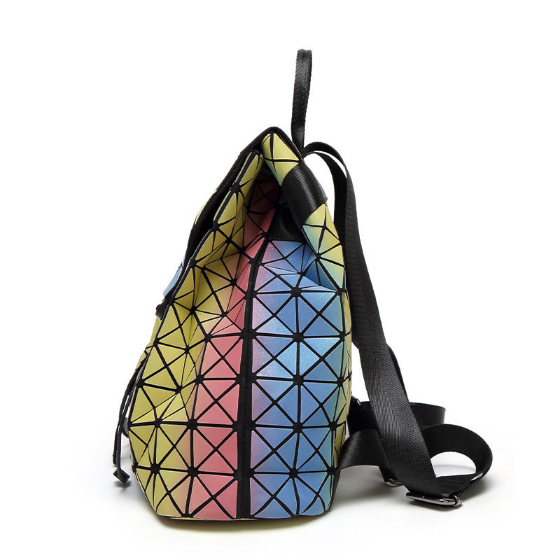 Women's Rainbow Geometric Rhombus Gradient Fashion Backpacks