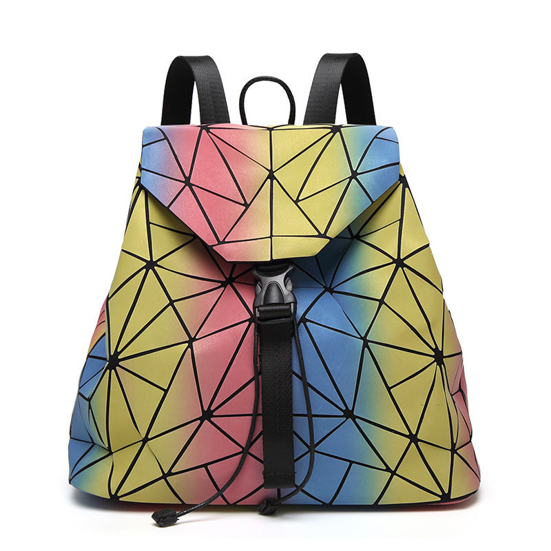 Women's Rainbow Geometric Rhombus Gradient Fashion Backpacks