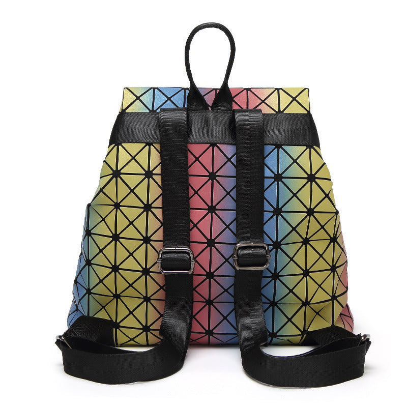 Women's Rainbow Geometric Rhombus Gradient Fashion Backpacks