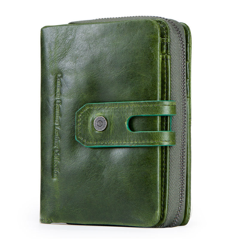 Women's Trendy Black Angel Cowhide Leather Ladies Wallets