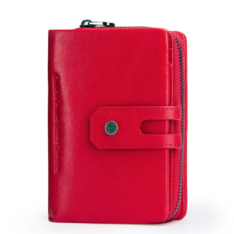 Women's Trendy Black Angel Cowhide Leather Ladies Wallets