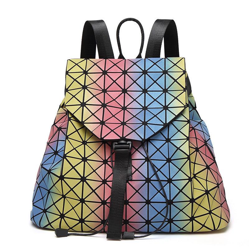 Women's Rainbow Geometric Rhombus Gradient Fashion Backpacks