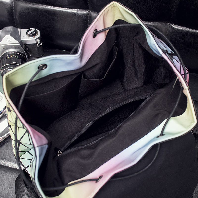 Women's Rainbow Geometric Rhombus Gradient Fashion Backpacks