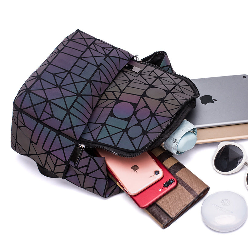Women's Luminous Geometric Spring Zipper Trendy Backpacks