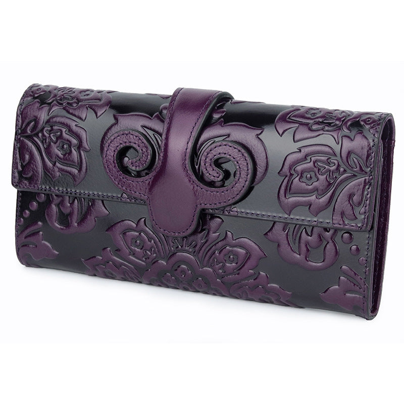 Women's Fashion Top Layer Oil Wax Skin Long Vintage Ladies Wallets