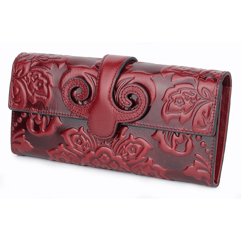 Women's Fashion Top Layer Oil Wax Skin Long Vintage Ladies Wallets