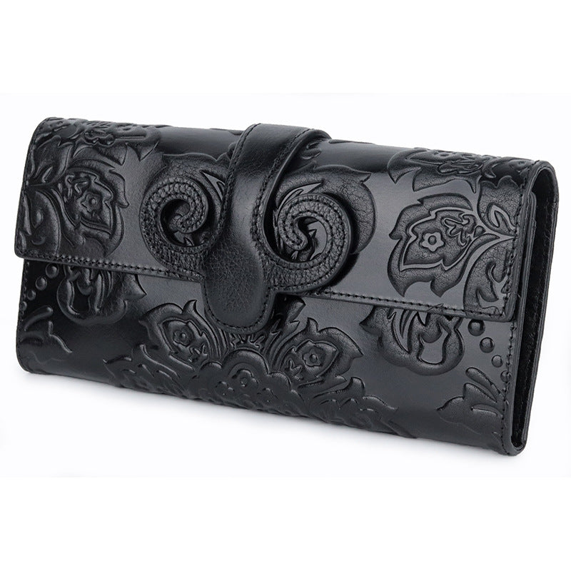 Women's Fashion Top Layer Oil Wax Skin Long Vintage Ladies Wallets