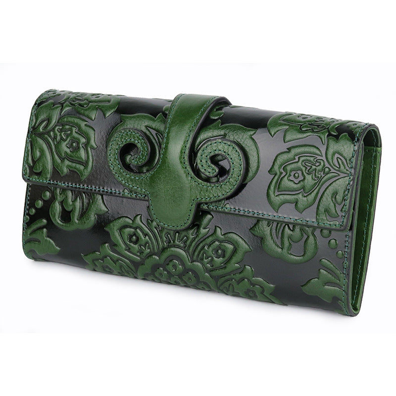 Women's Fashion Top Layer Oil Wax Skin Long Vintage Ladies Wallets
