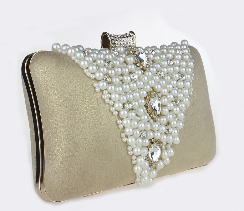 Pearl Rhinestone Cheongsam Dress Garment One Hand Shoulder Bags